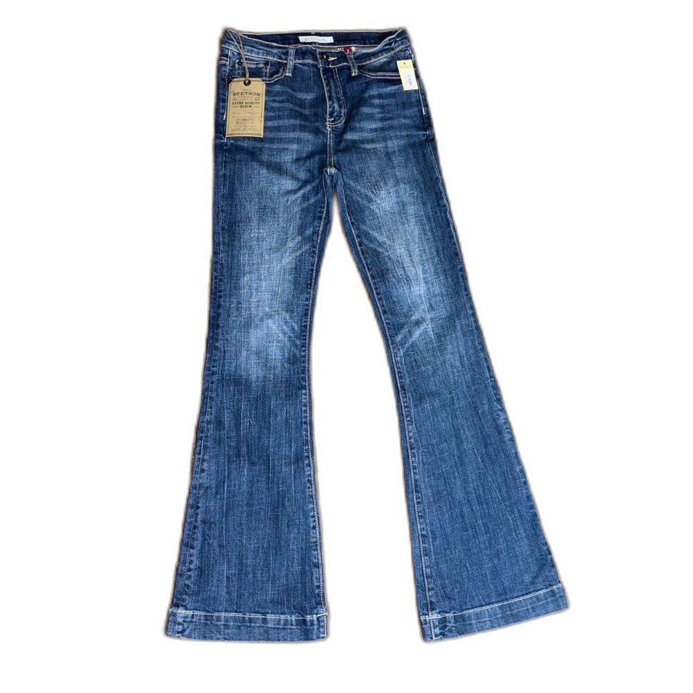 John B. Stetson Wild West Denim High Rise Flare Jeans Women's 8 Long